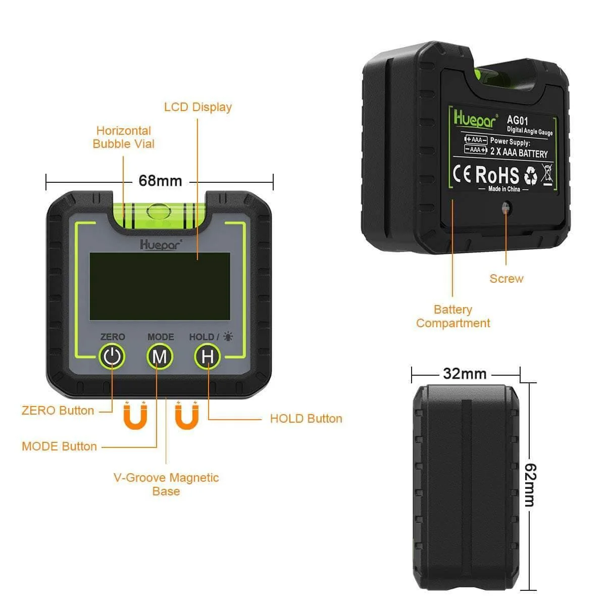 Huepar AG01 - Digital Level Angle Gauge Inclinometer - Image 7