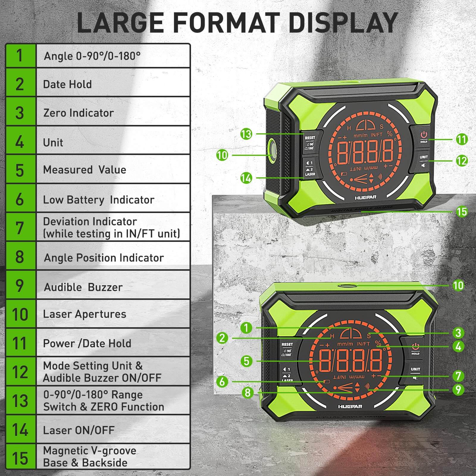 Huepar AG2L - Laser Level with Digital Angle Gauge - Image 8
