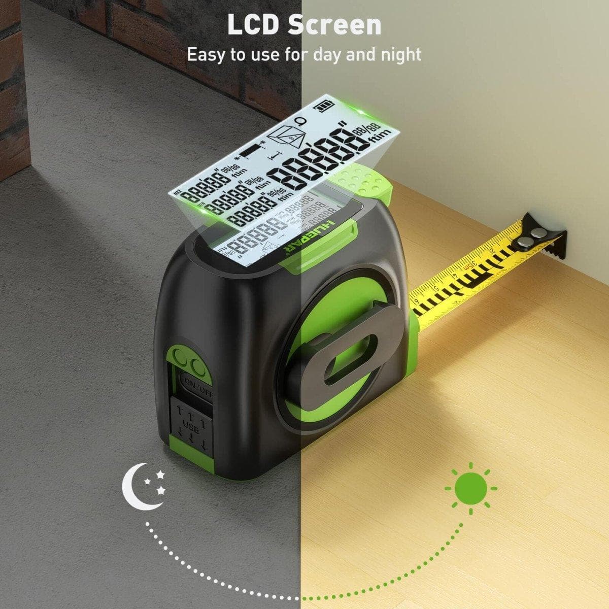 Huepar DT30 - 60M Laser Tape Measure Digital Distance Meter - Image 4