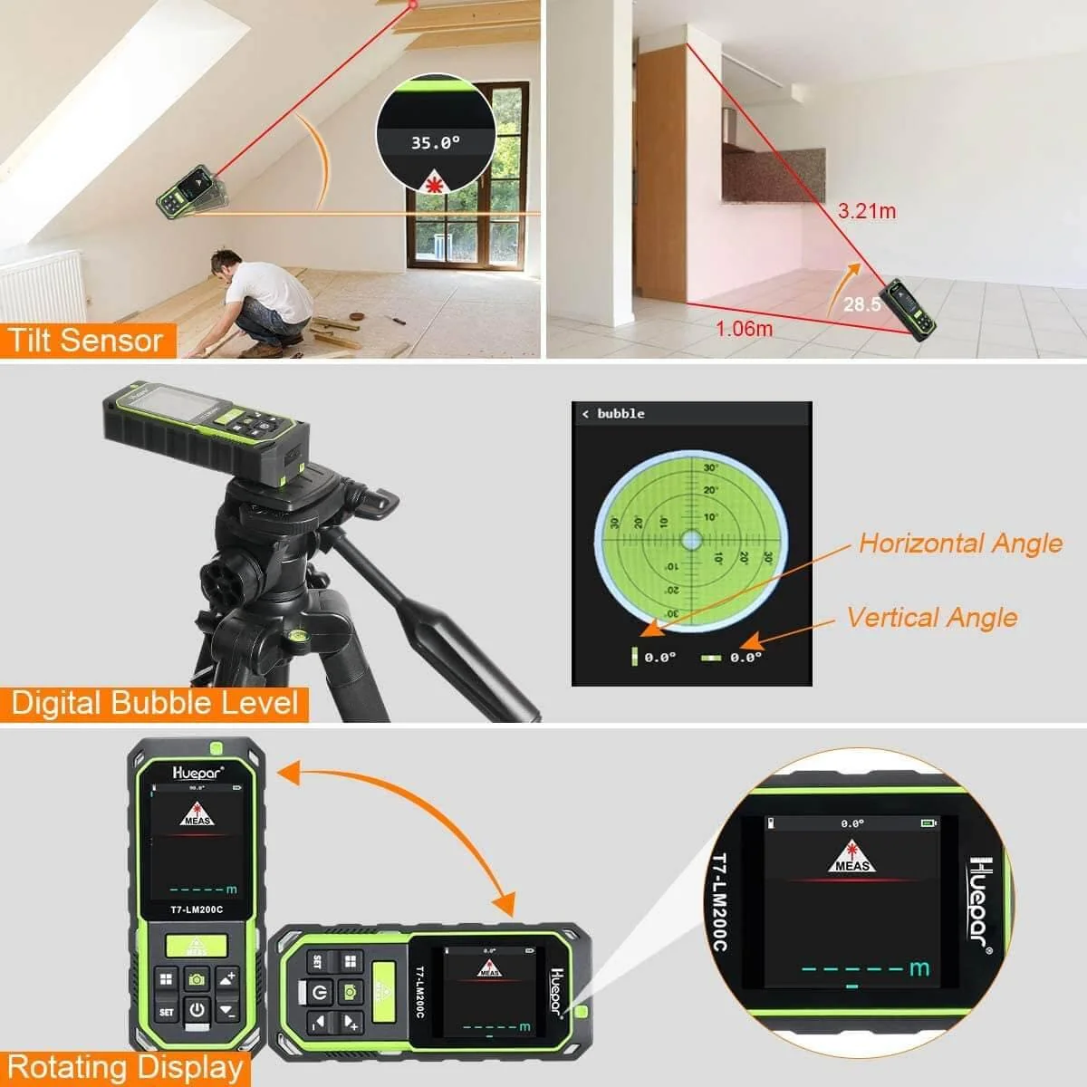Huepar LM200C - 200M Laser Distance Meter - Image 7