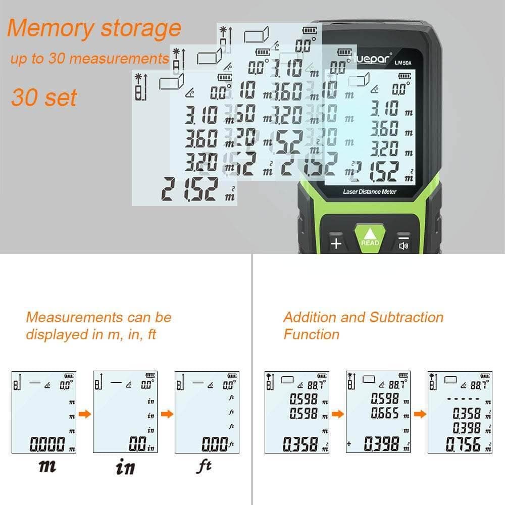 Huepar LM50A -  50M Laser Distance Meter - Image 7