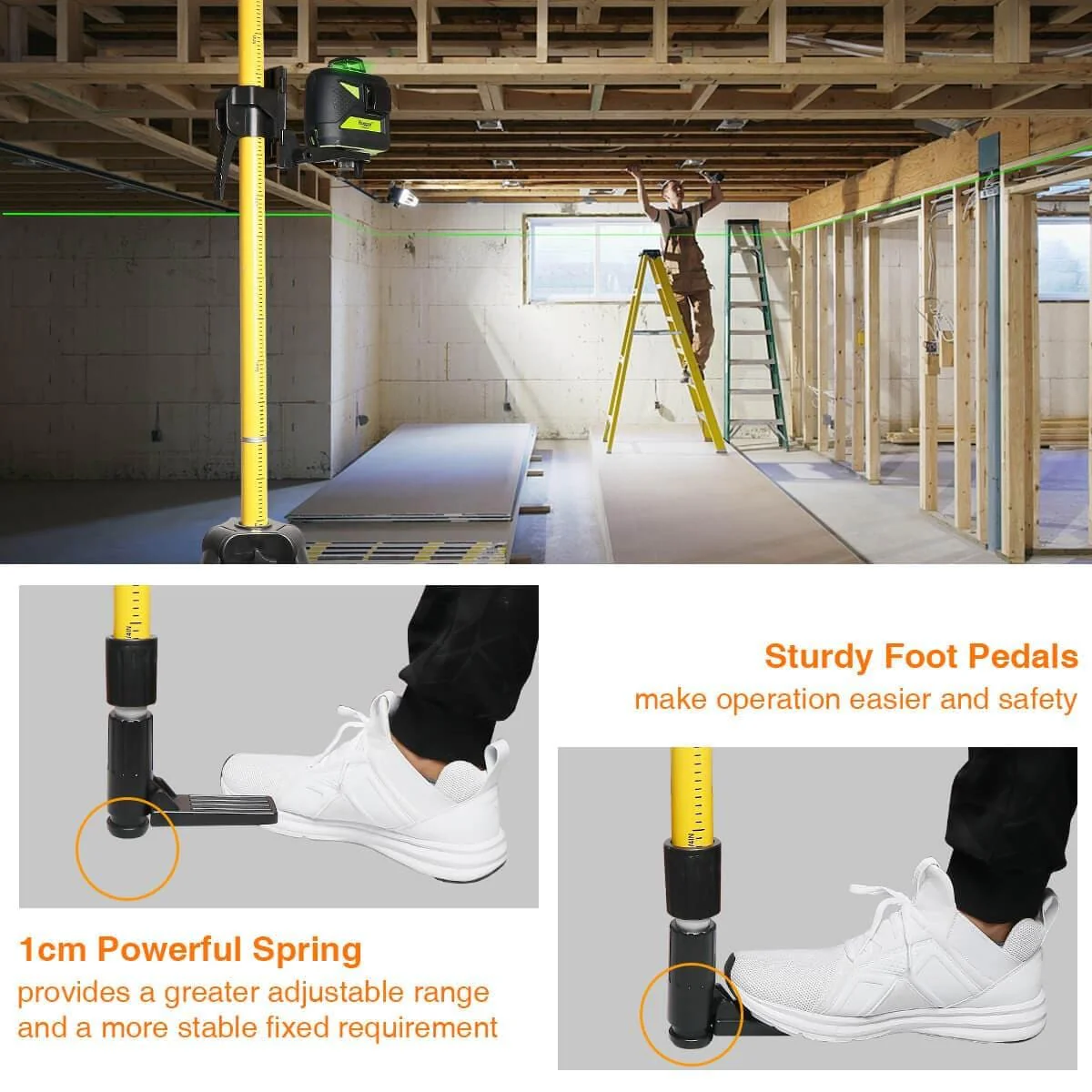 Huepar LP36 - 3.7m/12ft Laser Telescoping Pole - Image 3