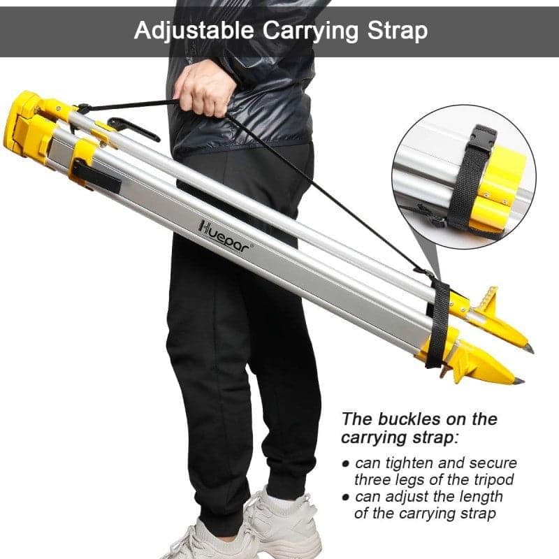 Huepar M3Y - Aluminum Flat Head Heavy Duty Tripod 1.65m / 65" with 5/8"-11 Male Thread - Image 6
