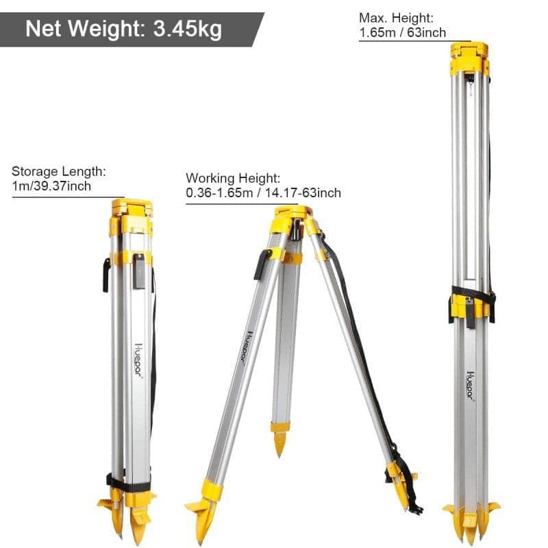 Huepar M3Y - Aluminum Flat Head Heavy Duty Tripod 1.65m / 65" with 5/8"-11 Male Thread - Image 8