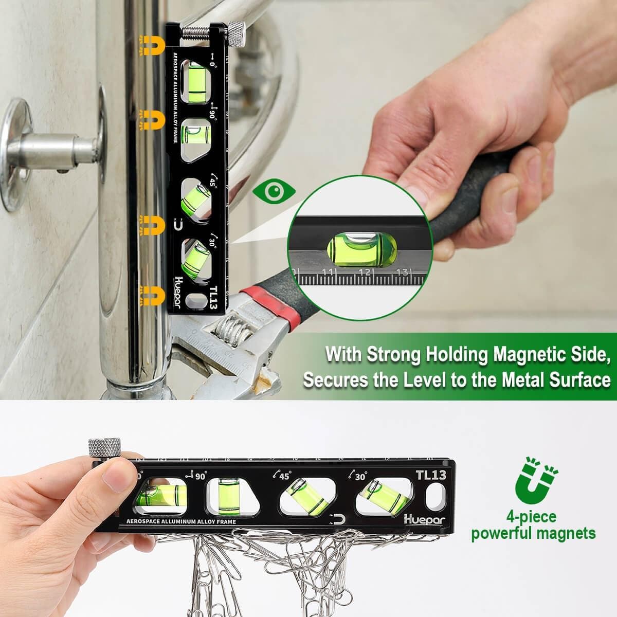 Huepar TL13 - Durable Material Torpedo Level with Easy-to-read high-visibility bubbles - Image 5