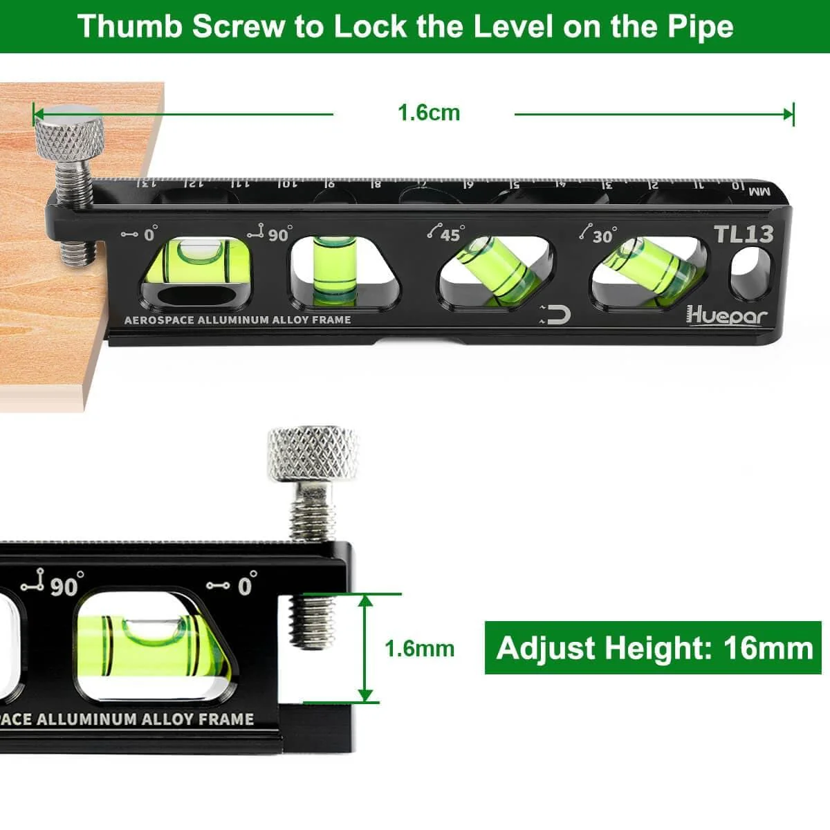 Huepar TL13 - Durable Material Torpedo Level with Easy-to-read high-visibility bubbles - Image 7