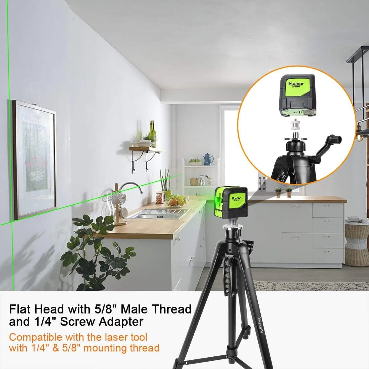 Huepar TPD16 - 1.6m/5.2ft Flat Head Aluminum Tripod - Image 2