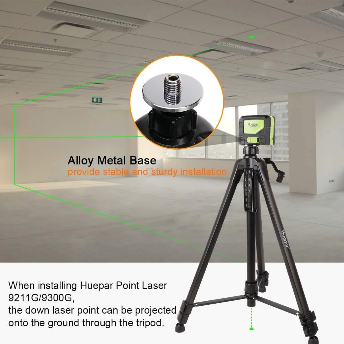 Huepar TPD16 - 1.6m/5.2ft Flat Head Aluminum Tripod - Image 3