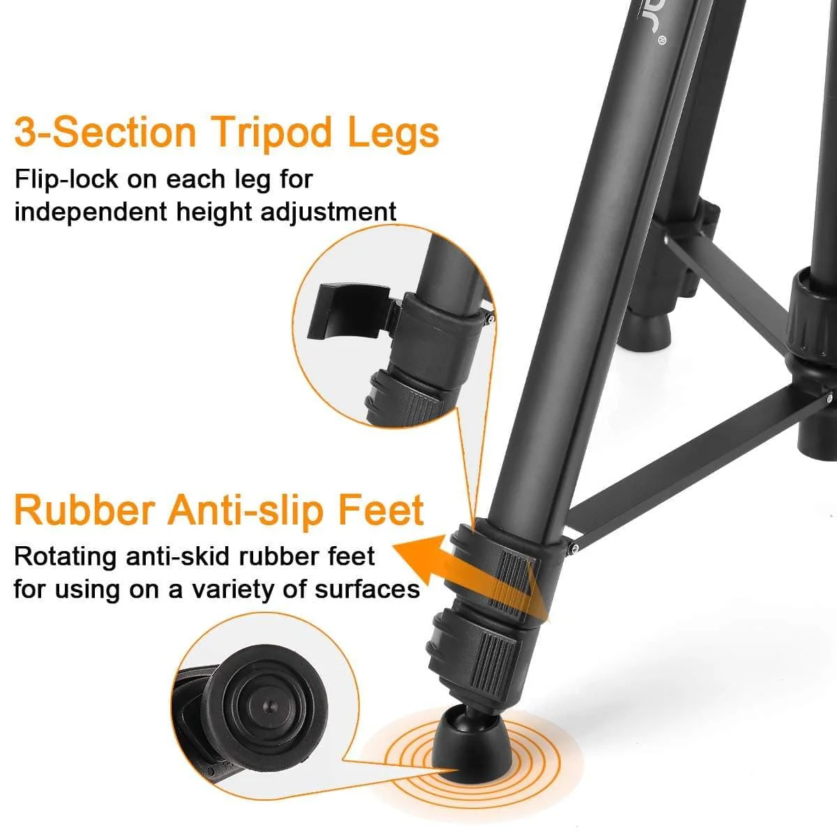 Huepar TPD16 - 1.6m/5.2ft Flat Head Aluminum Tripod - Image 7